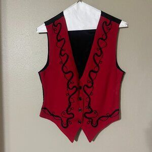 Red & Black Stylish Wool Vest by CLIO.  Size Small
